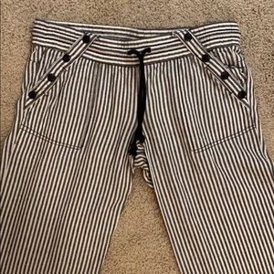 Black & White Striped Linen Boho Pants